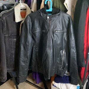 Guess Black pleather hoodie Jacket